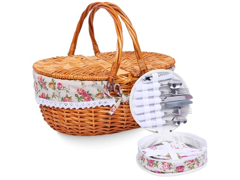 Bambus-Picknickkorb mit Netz, Mini-Tisch, gefüllte Geschenkkörbe für Handwerk, süß