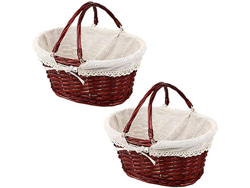 Isolierter Picknickkorb Rund Weiden Vintage Preise Graviertes Set Beste Fütterung
