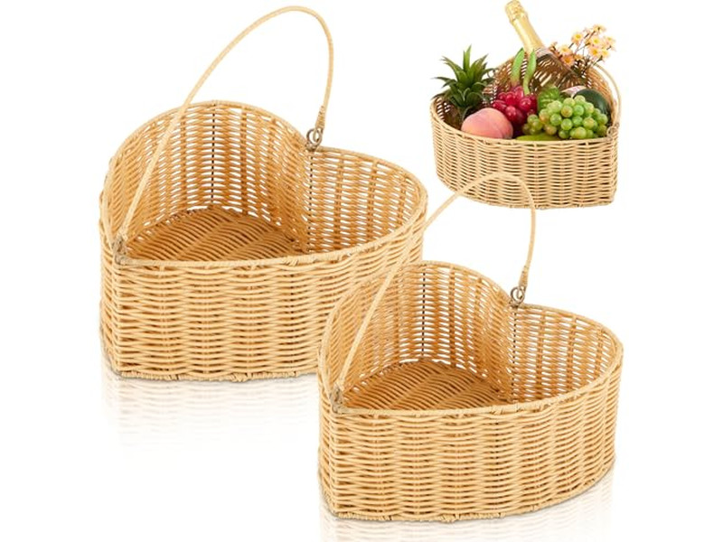 Picknickkorb Handgefertigte Geflochtene Körbe Kühler 100% Polyester Decke Set Herz