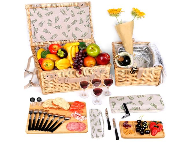 Picknickkorb-Spielzeug für 1-Jährige Maßgeschneiderte Rattan-Körbe Teppich und Set Geschenksets