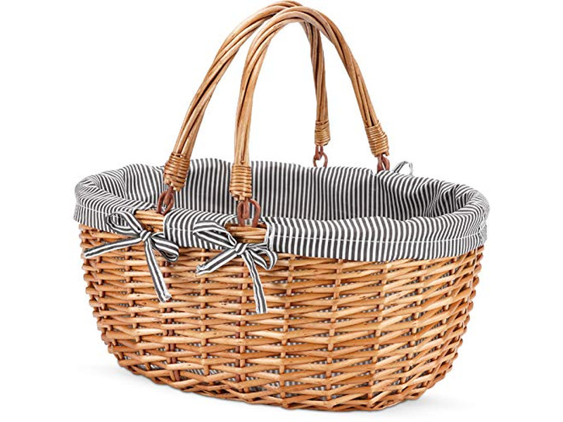 Isolierte Korb-Picknickkörbe Blau und Weiß Korb Kinder Rosa Perfekt