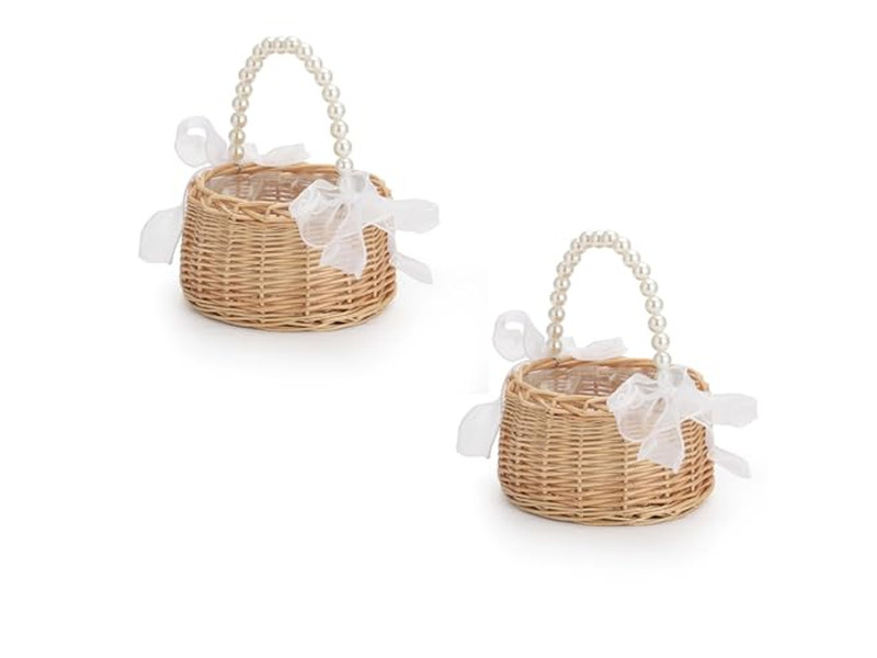 Picknick-Geschenkkorb und Decke Hellrosa Korb Holzfaltbarer Tisch Weiden