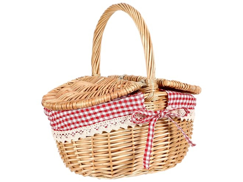 Rattan-Fass-Picknickkorb Günstige leere Körbe Schlichtes Korbgeflecht Rund Fruchtprobe