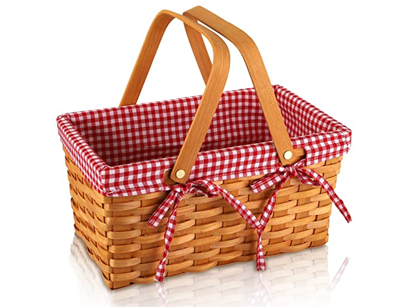 Rattan Picknickkorb Natürliche Farbe Set Mit Kühlflasche Rechteckig Geflochten