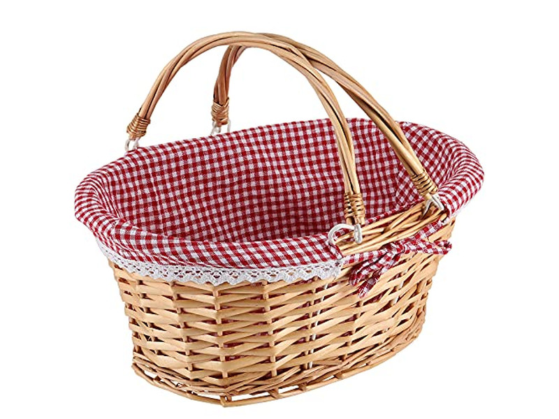 Rattan-Picknickkorb Vietnam Rucksack für Zwei Zylinder-Campingtasche Karo