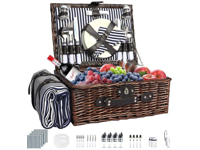 Vintage Koffer Picknickkorb mit Abnehmbarem Versand Rote Schuhe Rattan