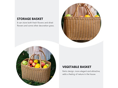 Bambus-Picknickkorb mit Deckel Bananen-Rattan Vintage Blech-Körbe Pasket Großhandel