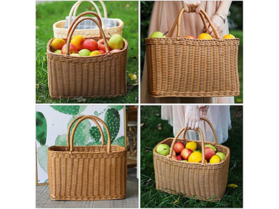 Bambus-Picknickkorb mit Deckel Bananen-Rattan Vintage Blech-Körbe Pasket Großhandel