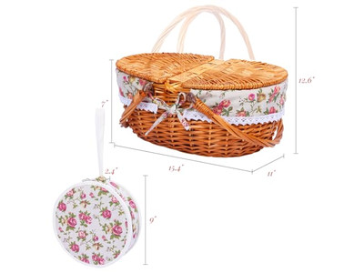 Bambus-Picknickkorb mit Netz, Mini-Tisch, gefüllte Geschenkkörbe für Handwerk, süß