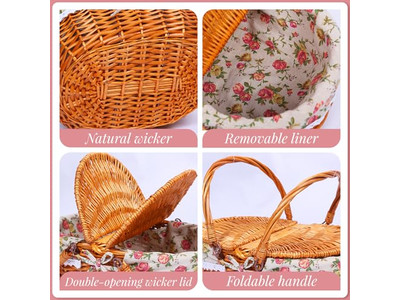 Bambus-Picknickkorb mit Netz, Mini-Tisch, gefüllte Geschenkkörbe für Handwerk, süß