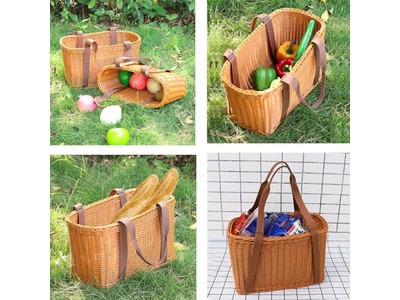 Bicnic-Korb mit Decke Kleine Picknick-Geschenke Handgefertigtes Holzspäne-Rucksack-Set