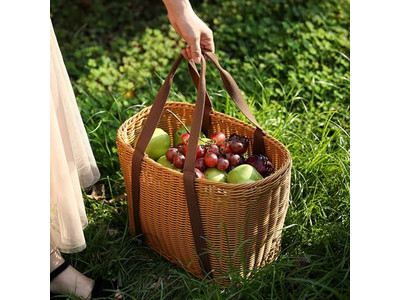 Bicnic-Korb mit Decke Kleine Picknick-Geschenke Handgefertigtes Holzspäne-Rucksack-Set