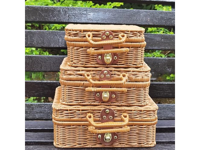 Günstige Picknickkörbe zum Verkauf Korb-Set Blau nur mit abnehmbarem Deckel 8 Personen