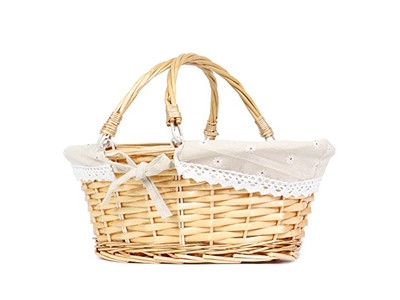 Großer Weiden Picknick Geschenkkorb Tasche Für 2 Kleine Körbe Mit Deckeln Klappbar Outdoor