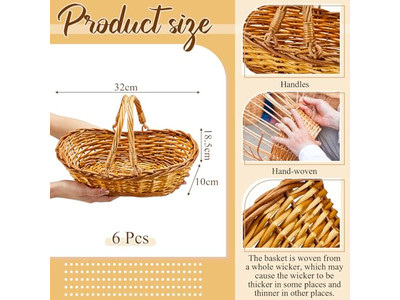 Mini-Picknickkörbe mit Deckeln 30 cm Rattan-Korb Klappbar Outdoor