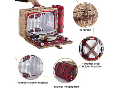 Picknickkorb Designer Mit Kunststoff Platz Verpackung Geschenkkorb Für 2 Wandern Edelstahl