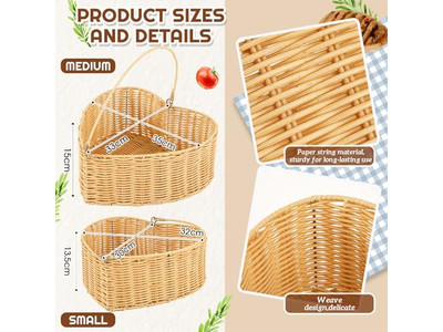 Picknickkorb Handgefertigte Geflochtene Körbe Kühler 100% Polyester Decke Set Herz