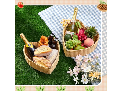 Picknickkorb Handgefertigte Geflochtene Körbe Kühler 100% Polyester Decke Set Herz