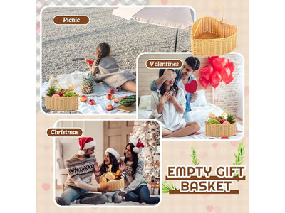 Picknickkorb Handgefertigte Geflochtene Körbe Kühler 100% Polyester Decke Set Herz