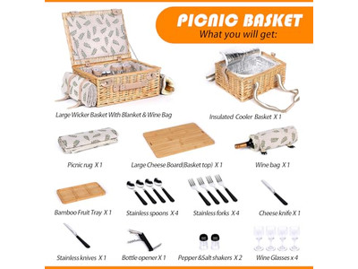 Picknickkorb-Spielzeug für 1-Jährige Maßgeschneiderte Rattan-Körbe Teppich und Set Geschenksets
