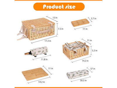 Picknickkorb-Spielzeug für 1-Jährige Maßgeschneiderte Rattan-Körbe Teppich und Set Geschenksets