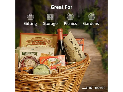 Picknickkorb mit Klapptisch Geschenkkorb für 4 Personen Lebensmittel Vintage Englisch Geflochtener Deckel