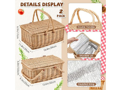 Picknickkorb mit Schultergurt Weide 4 Personen Körbe Taschen für