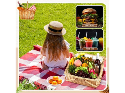 Picknickkorb mit Schultergurt Weide 4 Personen Körbe Taschen für