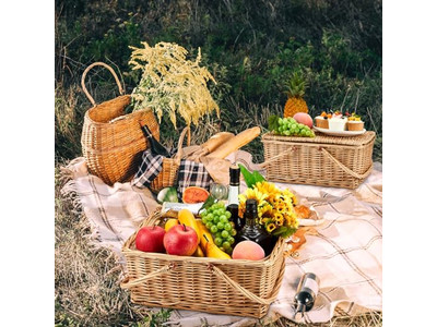 Picknickkorb mit Schultergurt Weide 4 Personen Körbe Taschen für