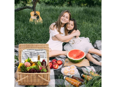 Picknickkorb mit Schultergurt Weide 4 Personen Körbe Taschen für