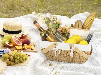Picknickkorb Mit Holz Essen Zusammenklappbare Körbe Rucksack Für 4 Personen Räder