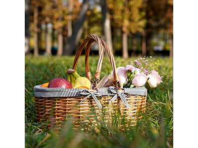 Isolierte Korb-Picknickkörbe Blau und Weiß Korb Kinder Rosa Perfekt