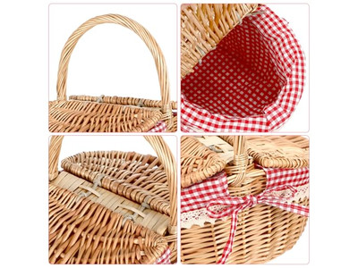 Rattan-Fass-Picknickkorb Günstige leere Körbe Schlichtes Korbgeflecht Rund Fruchtprobe