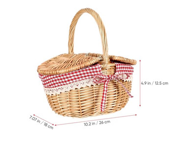 Rattan-Fass-Picknickkorb Günstige leere Körbe Schlichtes Korbgeflecht Rund Fruchtprobe