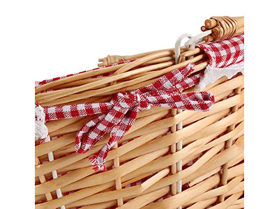 Rattan-Picknickkorb Vietnam Rucksack für Zwei Zylinder-Campingtasche Karo