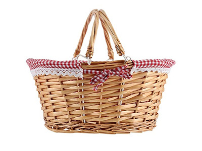 Rattan-Picknickkorb Vietnam Rucksack für Zwei Zylinder-Campingtasche Karo