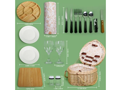 Kleiner Picknickkorb RTS Aufbewahrung mit Griff Service für 4 Form Haus