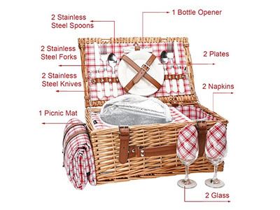 Thermoisolierter Picknickkorb Weide Camping Valentinstag Korb 1930er