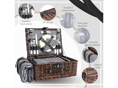 Vintage Koffer Picknickkorb mit Abnehmbarem Versand Rote Schuhe Rattan