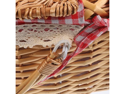 Gewebter Garten-Picknickkorb Weiden mit Griff Geschenkkorb für 2 Lebensmittel Holzdeckel