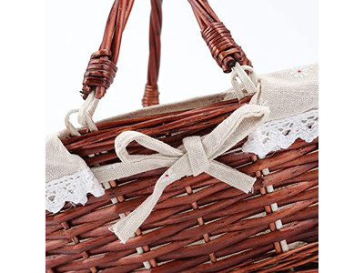Korb-Picknickkorb-Set für 4 mit zwei seitlichen Weintischen, kompakt, Camping-Geschenk