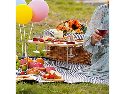 Gewebter Holz Picknickkorb Utensilien Isoliert Maßgeschneiderter Leder Set Günstig Für 2